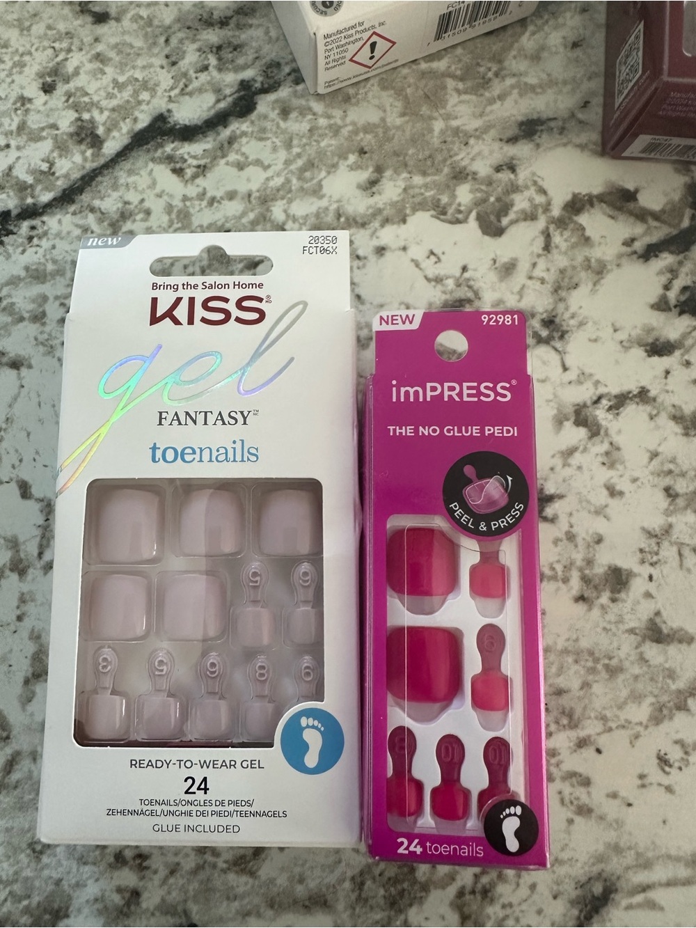 Kiss Gel Fantasy Toenails & imPRESS No Glue Pedi in Light Pink and Bright Pink